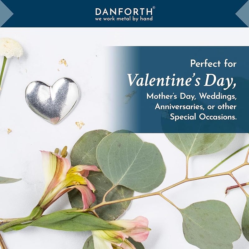 Danforth - Heart Palm Stone — Inspirational Pocket Charm — Smooth Metal Worry Stone — Heart Shaped Rocks — I Love You Valentine — Handcasted Pewter — Made In USA (1 ½”), Pewter - Image 2