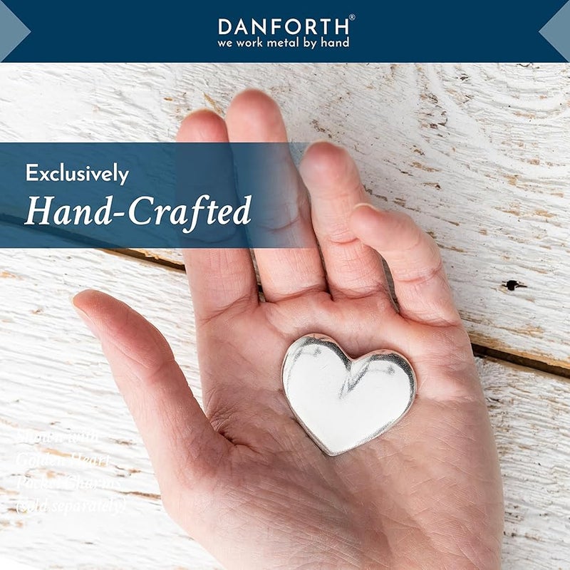 Danforth - Heart Palm Stone — Inspirational Pocket Charm — Smooth Metal Worry Stone — Heart Shaped Rocks — I Love You Valentine — Handcasted Pewter — Made In USA (1 ½”), Pewter - Image 3