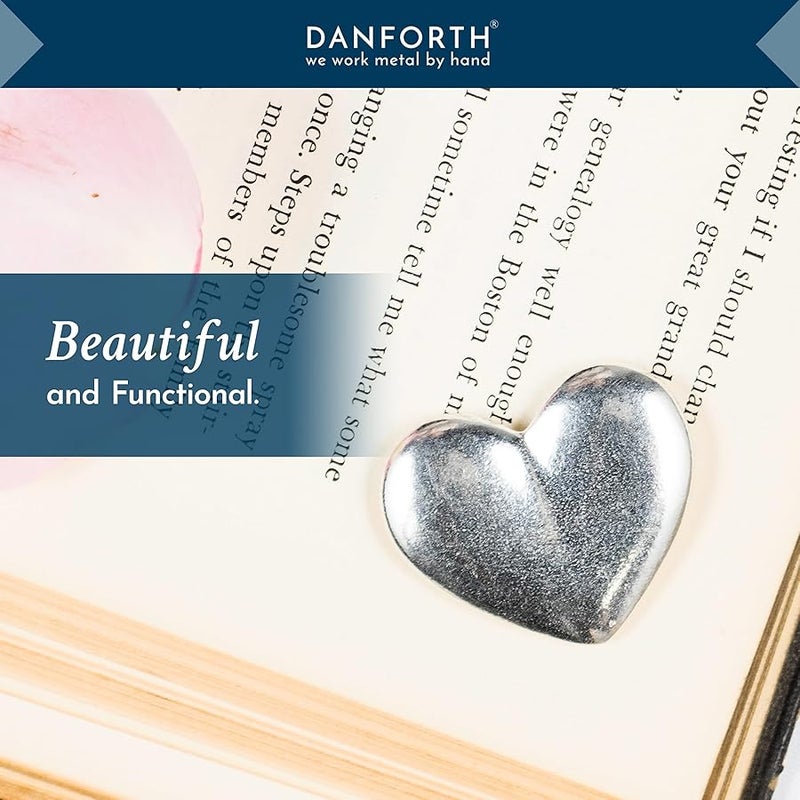 Danforth - Heart Palm Stone — Inspirational Pocket Charm — Smooth Metal Worry Stone — Heart Shaped Rocks — I Love You Valentine — Handcasted Pewter — Made In USA (1 ½”), Pewter - Image 4
