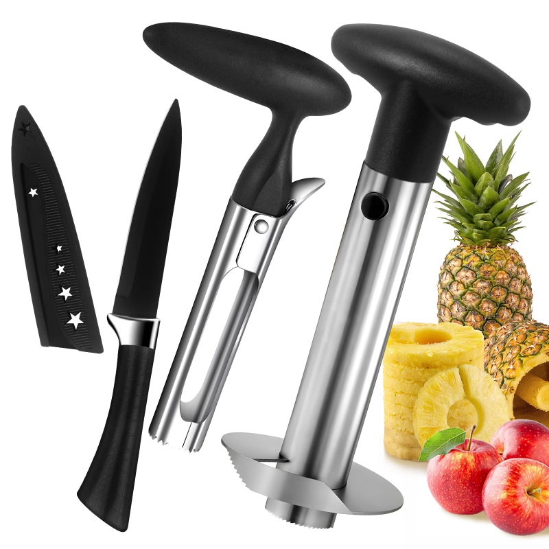 Pineapple Corer and Slicer Stainless Steel Apple Pineapple cutter and corer Set with Pineapple Slicer Apple Corer and Fruit Cutter Pineapple Apple corer tool kitchen