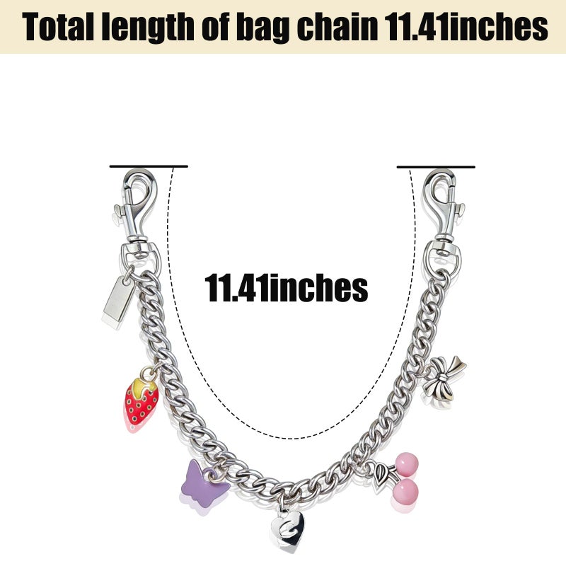 LSBDJDL ï»¿Silver Cute Bag Charms Wallet Chain Keychains Gold Chain For Purse Purse Accessories For Handbags For women (silver cherry) - Image 2