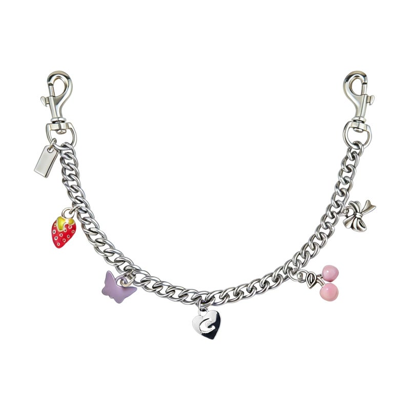 LSBDJDL ï»¿Silver Cute Bag Charms Wallet Chain Keychains Gold Chain For Purse Purse Accessories For Handbags For women (silver cherry) - Image 1