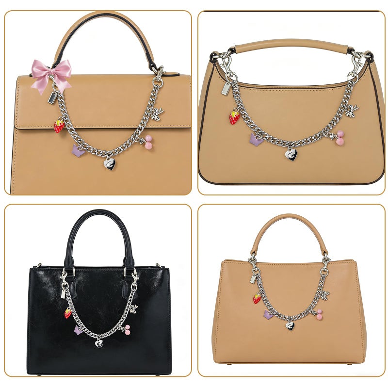 LSBDJDL ï»¿Silver Cute Bag Charms Wallet Chain Keychains Gold Chain For Purse Purse Accessories For Handbags For women (silver cherry) - Image 3