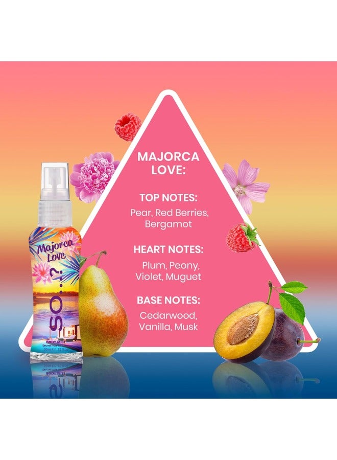 So..? So…? Escapes Womens Gift Set, with Ibiza Dream, Bali Breeze, Mykonos Nights & Majorca Love, Fragrance Spray Set (4 x 50ml) - Image 5