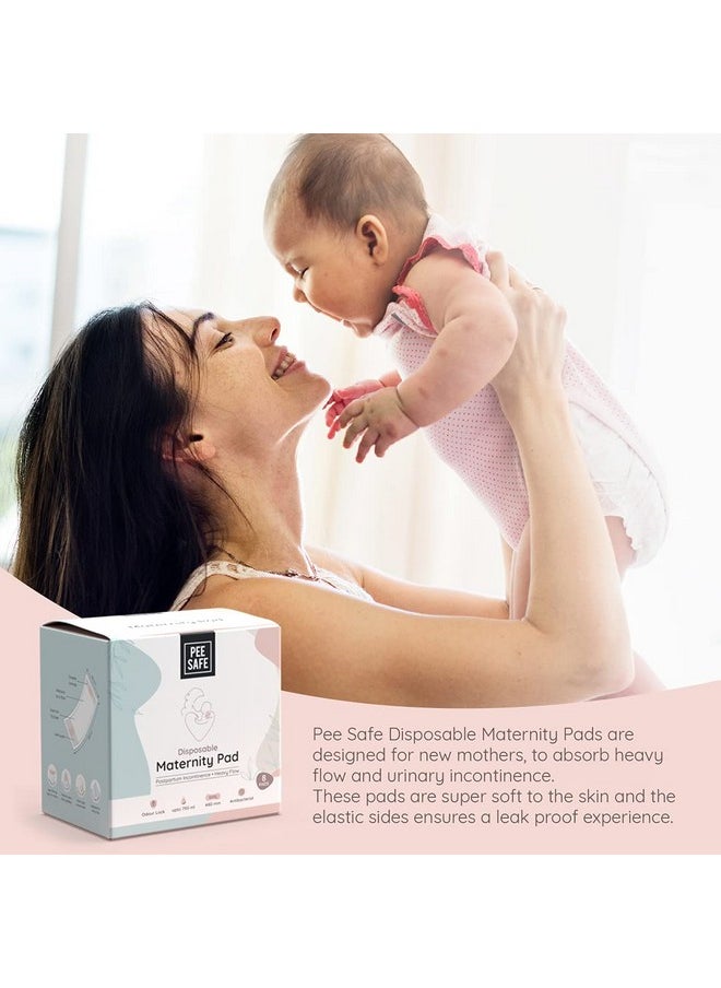 PEESAFE Maternity Pads - Pack Of 8 | Absorbs Up To 750Ml Fluid, Extra Soft Surface With Elastic Sides | Best Suited For Urinary Inconsistence & Heavy Flow  - Image 4