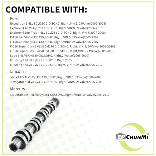 EPChunMi 5L1Z6250AA Left Camshaft For 2005-2010 Ford Expedition F-250 F-350 Lobo Mustang Explorer for Mercury for Lincoln Navigator 4.6L 5.4L 3V SOHC Replaces 5L1Z6250E 5L1Z-6250-AA SKES1584 - Image 5