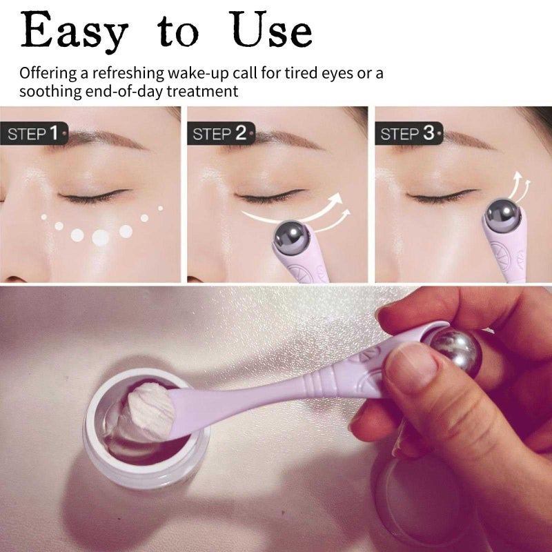 KINTEGOOD Mini Ice Roller, 2-in-1 Stainless Steel Facial Massage Tool with Cream Spoon, Light Purple, for Face and Eyes, Dark Circles and Puffiness Relief - Image 4