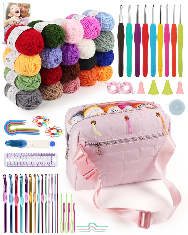 Aeelike Crochet Kit for Beginners Adults, Complete Yarn Kit Including 1093 Yards Crochet Yarns, Crochet Hooks Set, Detailed Instructions, Learn to Crochet Kits for Beginners Professionals - Image 1