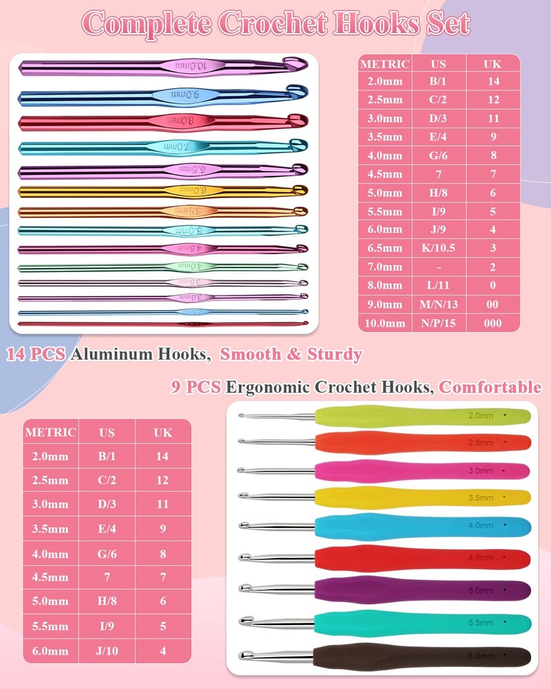 Aeelike Crochet Kit for Beginners Adults, Complete Yarn Kit Including 1093 Yards Crochet Yarns, Crochet Hooks Set, Detailed Instructions, Learn to Crochet Kits for Beginners Professionals - Image 5