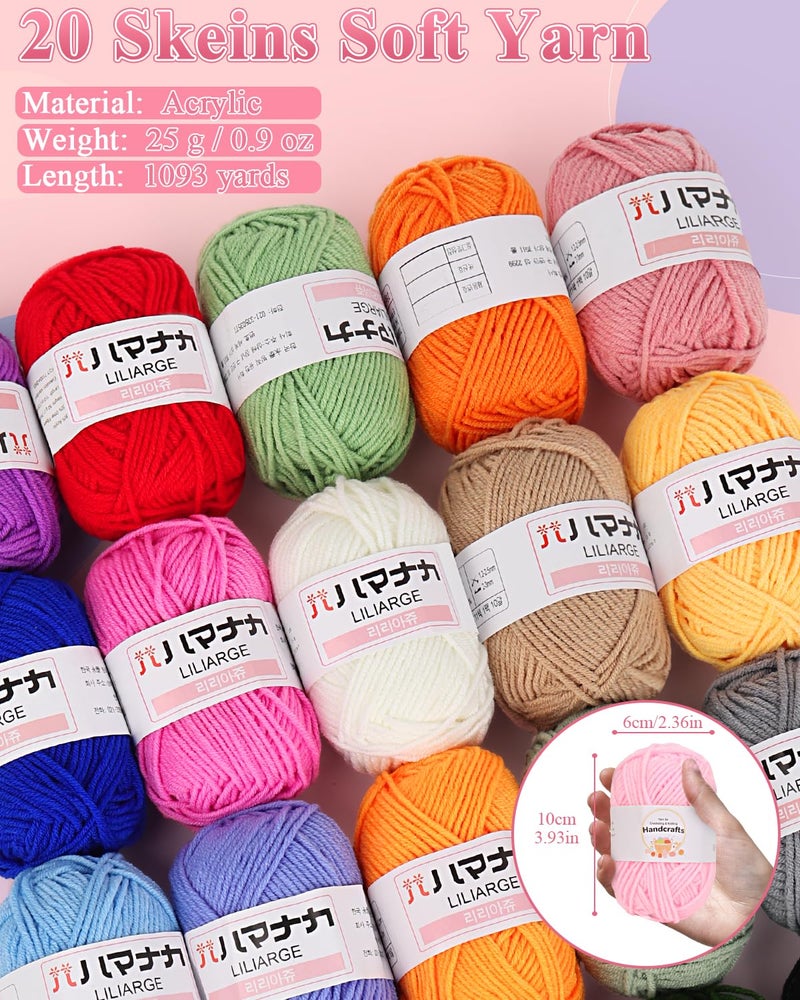 Aeelike Crochet Kit for Beginners Adults, Complete Yarn Kit Including 1093 Yards Crochet Yarns, Crochet Hooks Set, Detailed Instructions, Learn to Crochet Kits for Beginners Professionals - Image 4