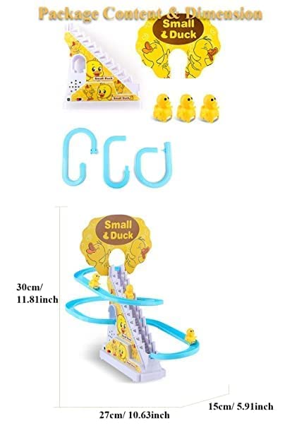 BELOXY Duck Slide Toy Set – Automatic Stair-Climbing Race Track with Lights & Music | Fun Cartoon Ducklings Escalator Toy for Kids (Duck_Slide_Toy pcs 3) - Image 3