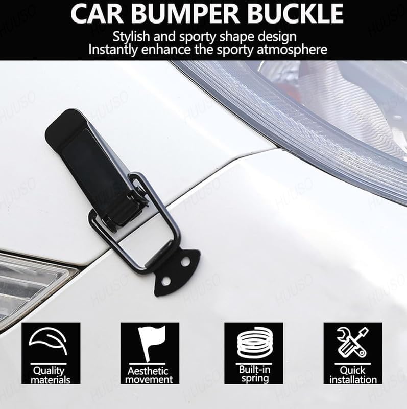DASHDYNAMO Bumper Clip Security Hook Lock – Quick Release Fasteners & Toggle Catch Clips – Universal Side Bumper Guard Compatible with All Cars – Big Boot Bonnet Lock Set (4 Pieces) - Image 4