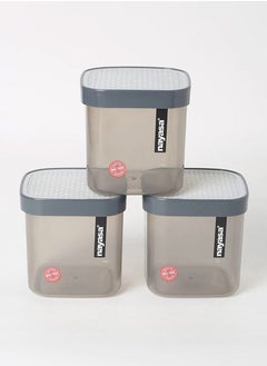 NAYASA Fusion Plastic Food Storage Containers for Kitchen Set Of 3 Pieces Grey - 1000 Ml  - Image 1