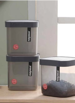 NAYASA Fusion Plastic Food Storage Containers for Kitchen Set Of 3 Pieces Grey - 1000 Ml  - Image 3