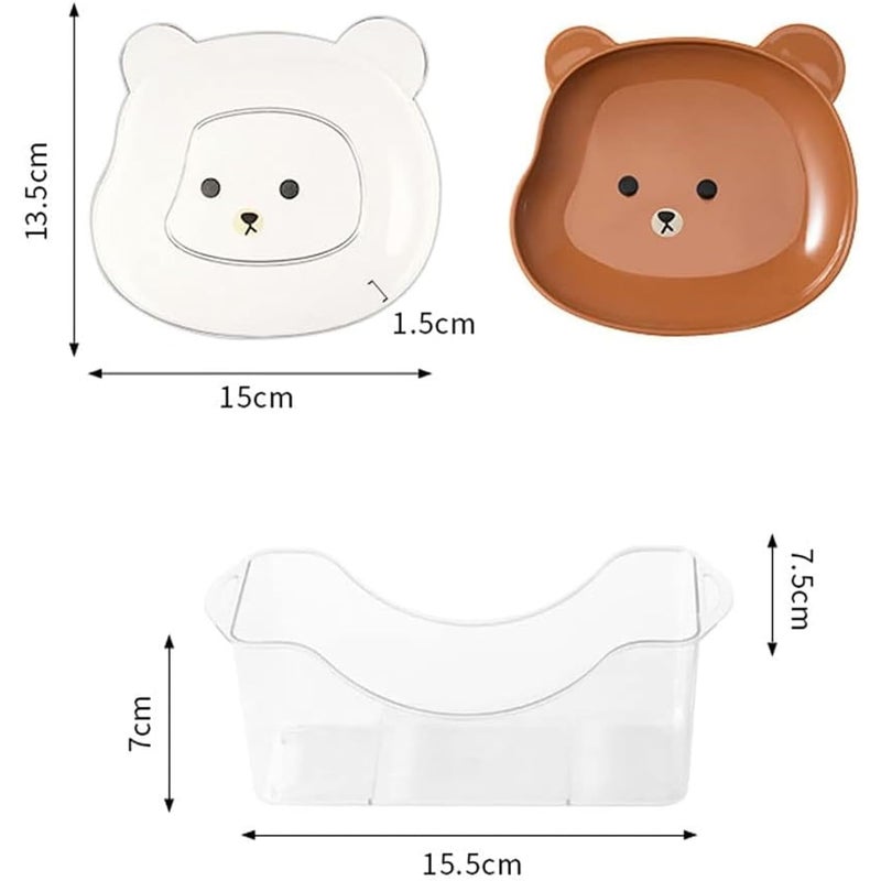 TOMATUS Cute Bear Pattern Snack Plate Set Easy to Clean Stackable Dish Set Round Edges Multipurpose Plastic Space Saving Fruit Dish Pack of 5 Yellow - Image 3