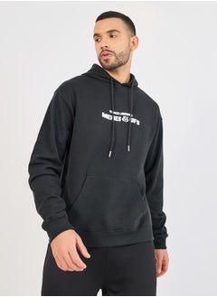 Minimal Social Media Print Relaxed Fit Hoodie