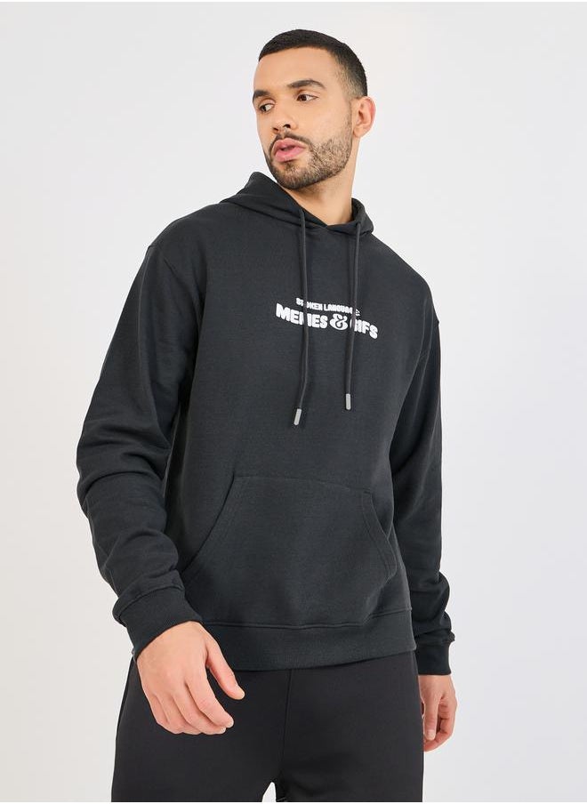 Styli - Minimal Social Media Print Relaxed Fit Hoodie - Image 1