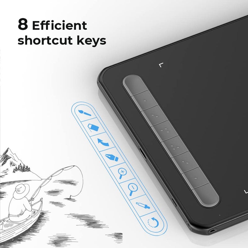 XPPen Deco M Drawing Tablet with X3 chip Stylus 8 Shortcut Keys, 8192 Levels of Pressure Sensitivity, X3 Elite Stylus and Fully-Laminated Display- Black - Image 4
