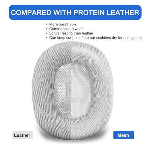 G GVOEARS Ear Cushions for AirPods Max - Ear Cups Replacement Cover - Upgraded Memory Foam for Apple Air Pods Max Headphones - Like Original (Silvery) - Image 4