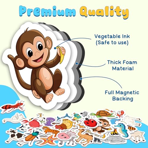 PraxiKidy Magnetic Animals50 PCS Fridge Magnets for ToddlersFarm Animals Wild Zoo Sea Ocean Animals Refrigerator Magnets for KidsEducational Learning Magnetic Toys for Whiteboard Preschool Baby - Image 5