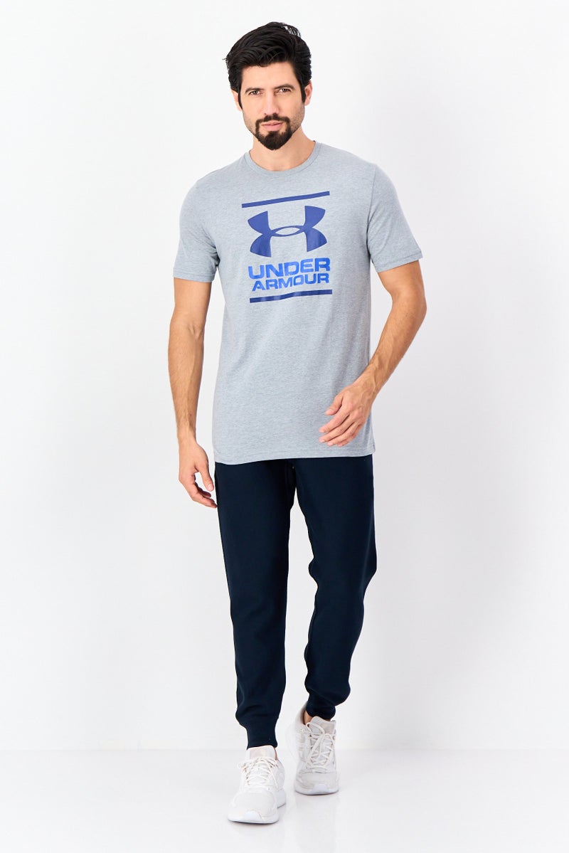 UNDER ARMOUR تي شيرت رياضي للرجال بأكمام قصيرة مناسب في الهواء الطلق، رمادي - Image 4