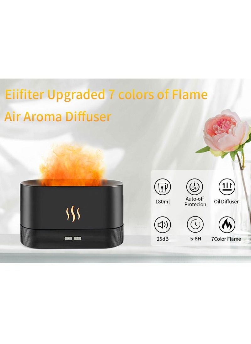 Houmt - Essential Oil Diffuse Humidifiers with Flame Effect 180ml Cool Mist Humidifiers for Home no Water Automatic Shutdown Protection - Image 1