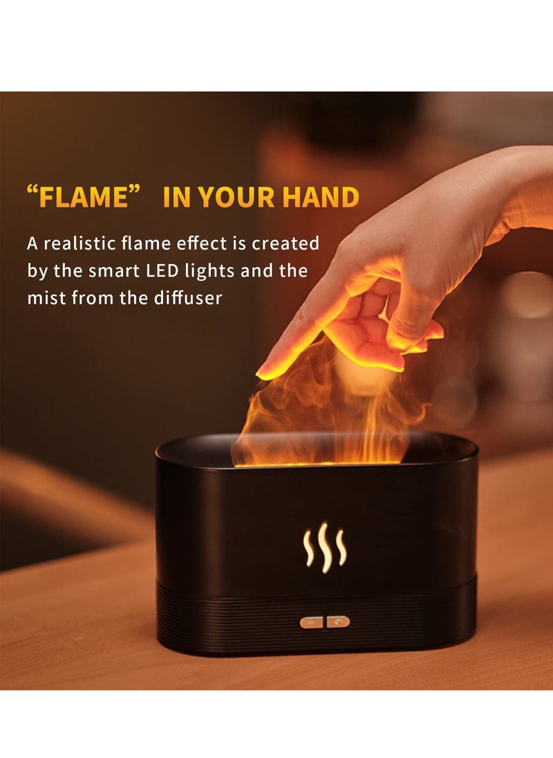 Houmt - Essential Oil Diffuse Humidifiers with Flame Effect 180ml Cool Mist Humidifiers for Home no Water Automatic Shutdown Protection - Image 1