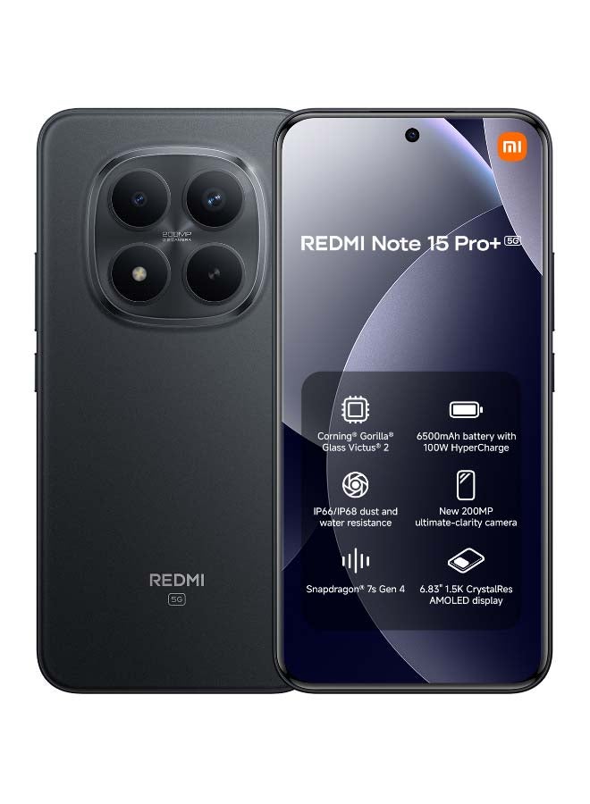 Xiaomi Redmi Note 15 Pro+ 5G Dual SIM+eSIM Black 12GB RAM 512GB 5G with FREE Gifts (Buds 5 Pro + Virtual Screen Protection Card) - Global Version - Image 2