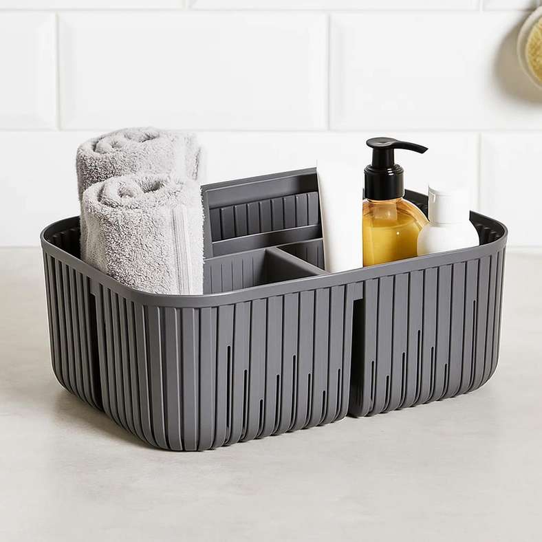 Pan Home Nyra Multi Purpose Basket W/Handle 31.2x22.8x15.5cm - Grey