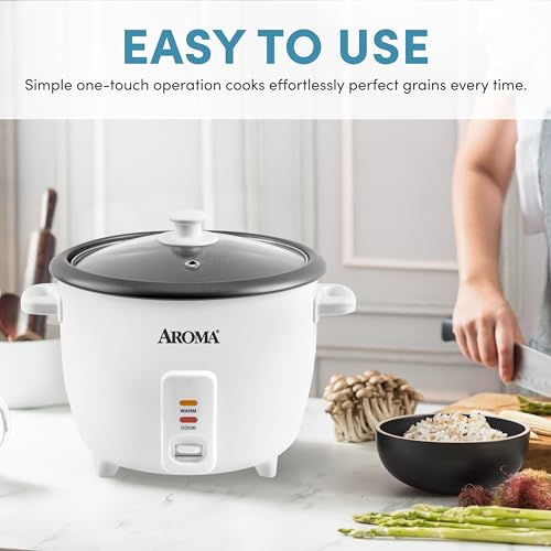 AROMA® Rice Cooker, 8-Cup (Uncooked) / 16-Cup (Cooked), Pot-Style Rice Cooker and Soup Warmer with One-Touch Control, 4 Qt, White, ARC-368NG - Image 3