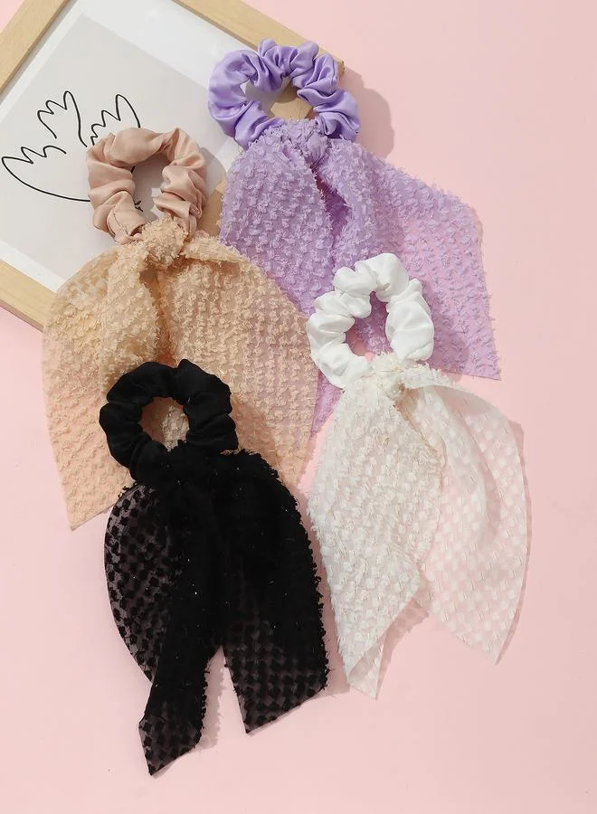 Take Two Set of 4 - Textured Bow Hair Scrunchies