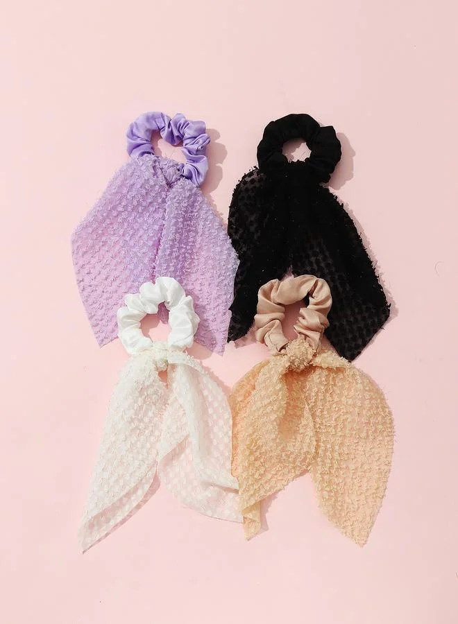 Take Two Set of 4 - Textured Bow Hair Scrunchies