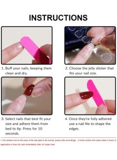 JOSQUEWNN Press on nails,Stylish New Almond-shaped Nail Art Pieces: Simple Design, Pink and White Gradient Colors, Comfortable to Wear, Durable Material,Fake Acrylic Nails With Glue Kit.  - Image 4