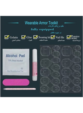أظافر صناعية لاصقة، 24 قطعة من قطع الأظافر الأنيقة الجديدة على شكل لوزة: تصميم بسيط، ألوان متدرجة باللونين الوردي والأبيض، مريحة للارتداء، مادة متينة، أظافر أكريليك صناعية مع مجموعة لاصقة. - view 3