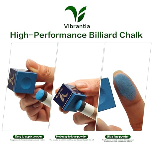 VIBRANTIA Pro Pool Cue Chalk, Tournament Standard Billiard Chalk, 12 Cubes/Box with Travel Storage Box,Low Dust, Super Dense, Suitable for Snooker/Pool/8-Ball - Image 2