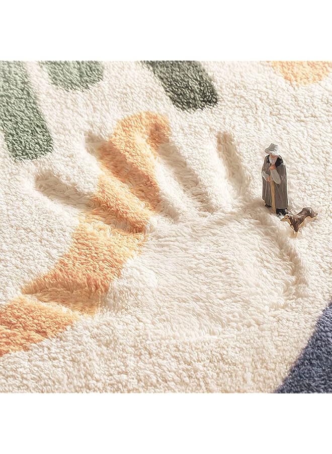 erorex Faux Wool Kids Play Mat 3.3Ft Rainbow Round Area Rug Kids Nursery Door Mat Soft Plush Non Slip Childrens Carpet For Bedroom Living Room Kids Playroom - Image 3