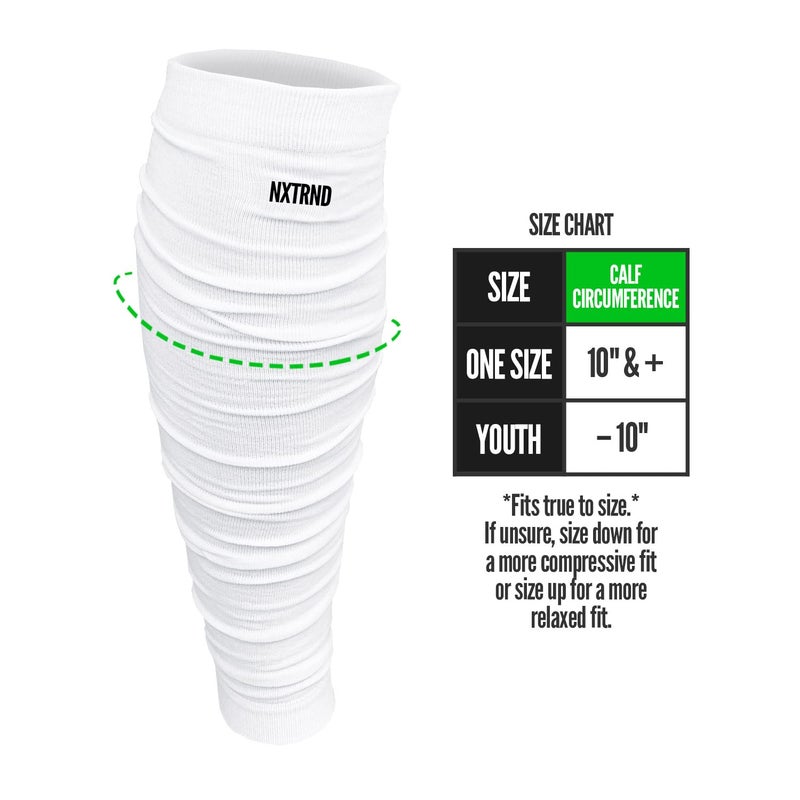 NXT NXTRND Nxtrnd Football Leg Sleeves, Calf Sleeves for Men & Boys, Sold as a Pair (White) - Image 2