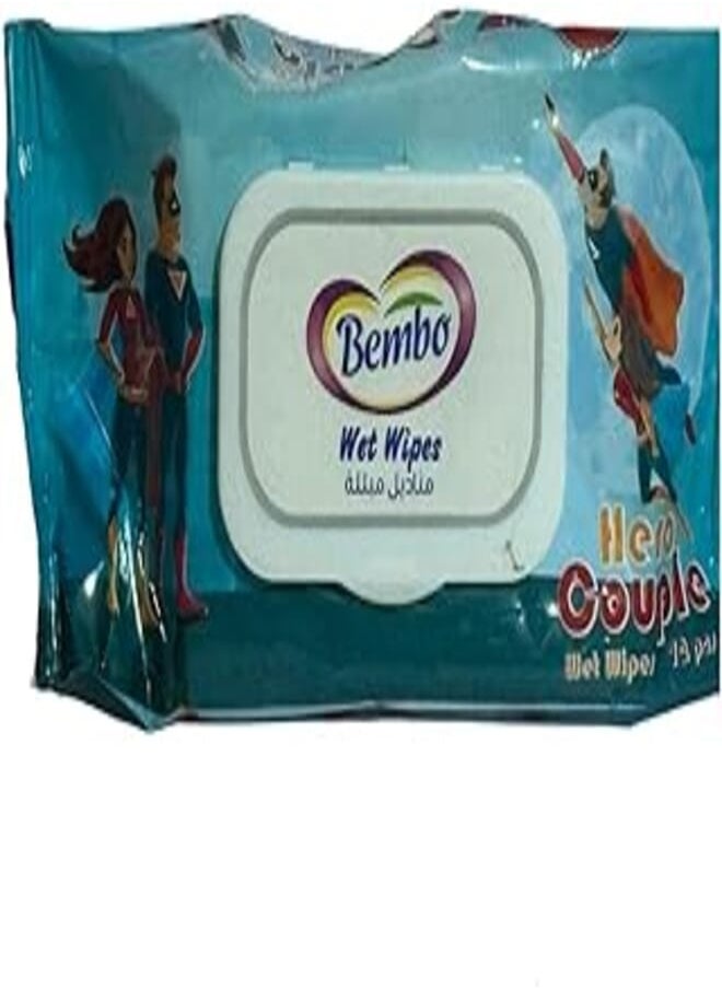 Bembo - Bembo Wet baby wipes hero couple blue -72 PCS - Image 1