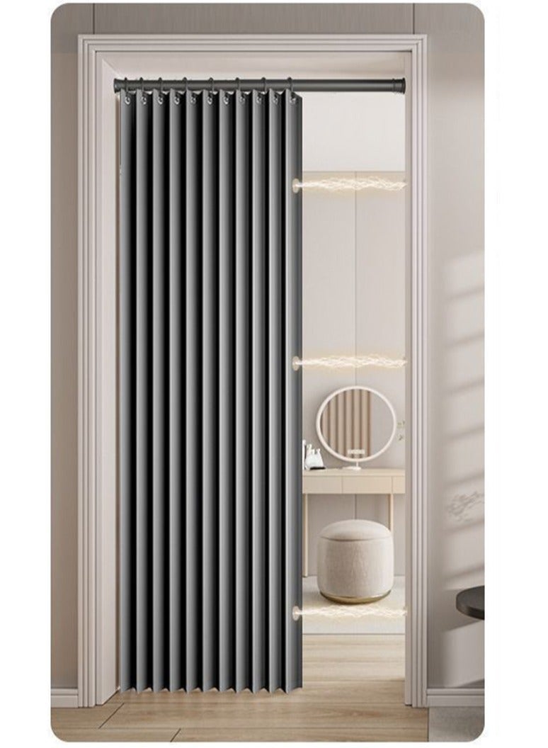 ستارة باب أكورديون قابلة للتعديل، باب قابل للطي، ستارة فاصلة للغرفة، قضبان ستارة بدون توتر للحفر، قضيب فاصل حائطي يتضمن شفط مغناطيسي مزدوج الجوانب، قضيب 90-160 سم، ستارة 120*220 سم