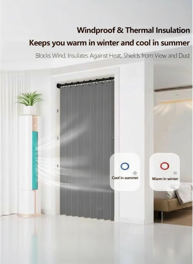 WALALLA Adjustable Accordion Door Curtain, Folding Door, Room Divider Curtain, Drilling Free Tension Curtain Rods, Wall Divider Rod include Double-sided Magnetic Suction, 90-160cm Rod, 120*220cm Curtain - Image 4