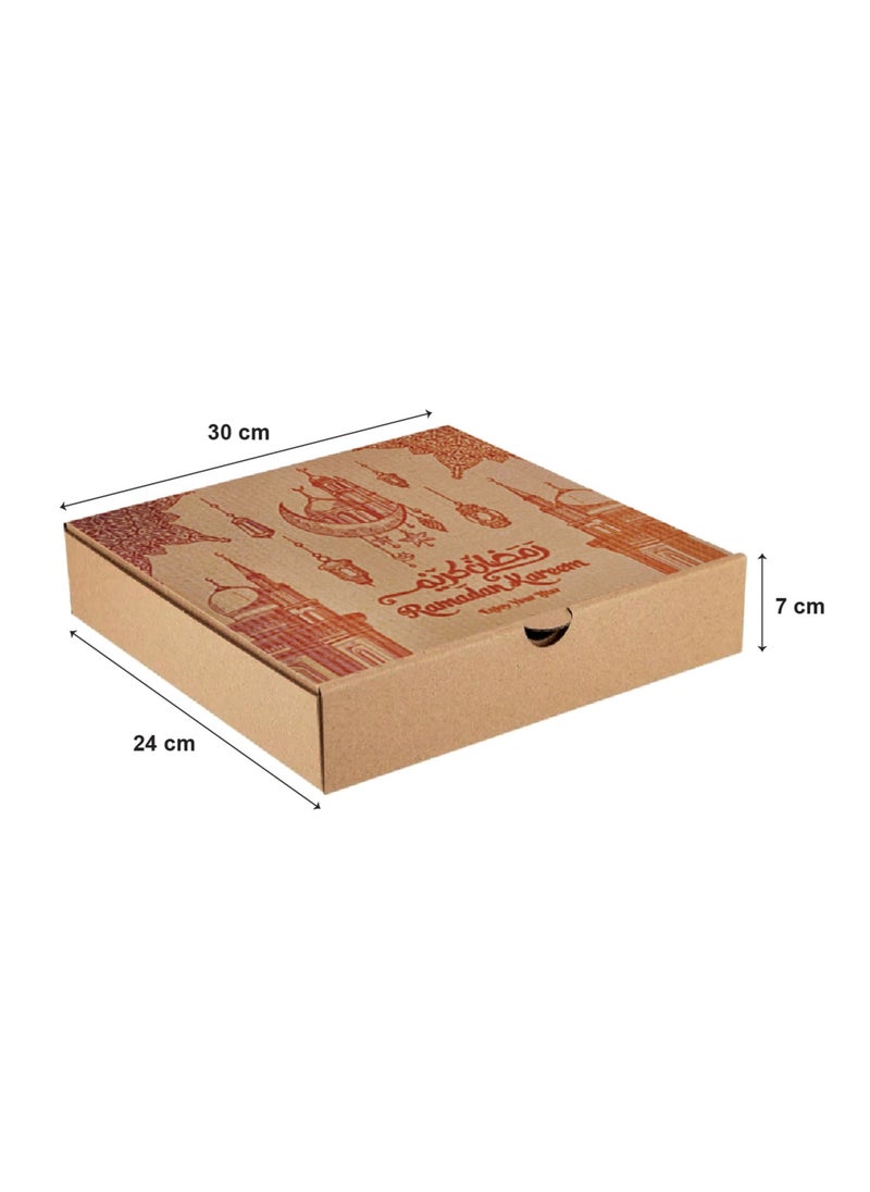 Duravel - Duravel Ramadan Kareem Iftar Meal Box Printed Corrugated Boxes Food Container Takeout Box | Iftar Snack Box made with Corrugated for Meals and Desserts Pack Of 10 - Image 1