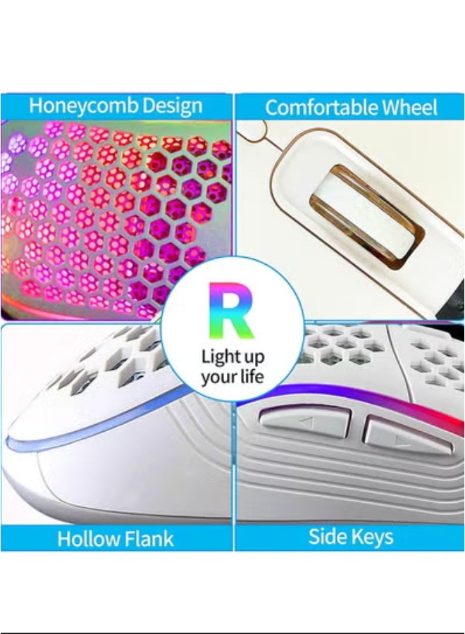 Honeycomb Wired Gaming Mouse, RGB Backlight and 7200 Adjustable DPI, Ergonomic and Lightweight USB Computer Mouse with High Precision Sensor for Windows PC  Laptop Gamers (Ceramic White) - Image 5