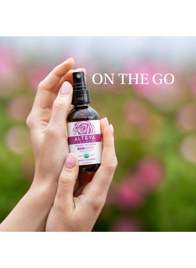 Alteya Organics ماء الورد معتمد من وزارة الزراعة الأمريكية تونر للوجه عضوي 2 أونصة سائلة/60 مل ماء زهر البلغاري من الورد الدمشقي مرطب حائز على جوائز زجاجة رذاذ عنبر  - Image 5
