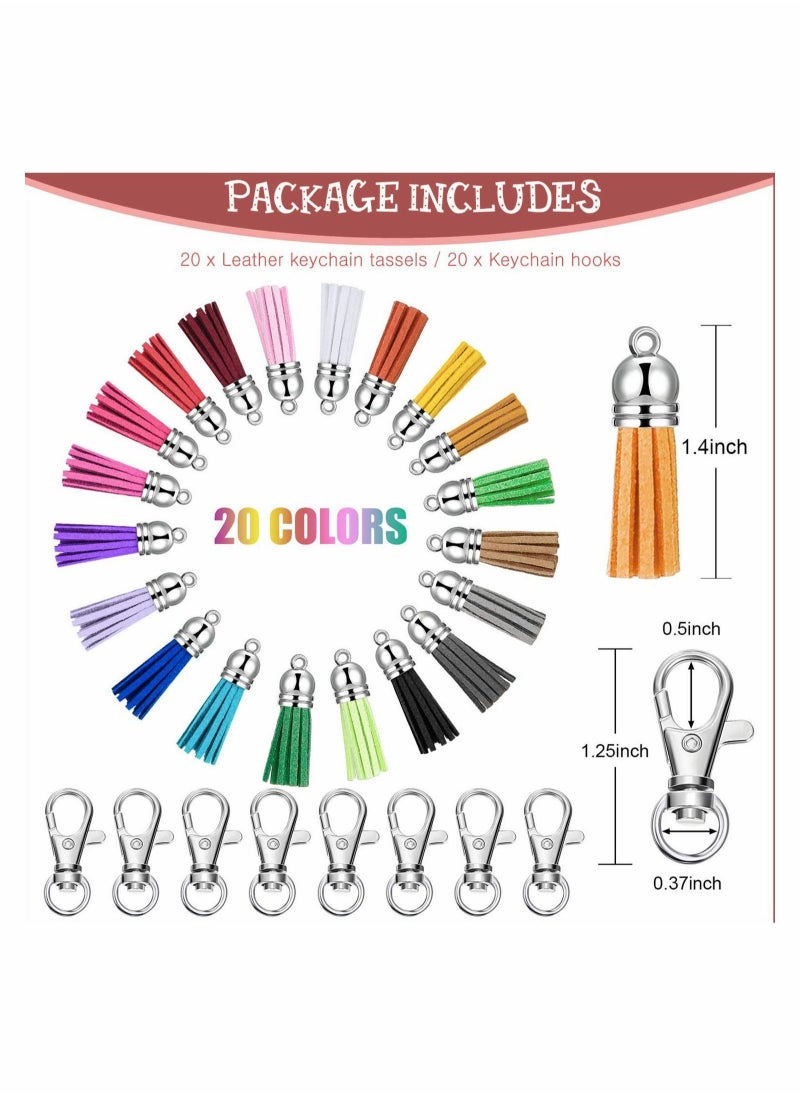 Generic - 20 Pieces Keychain Tassels Bulk Leather Tassel Pendants Colorful for Craft and DIY Projects - Image 1
