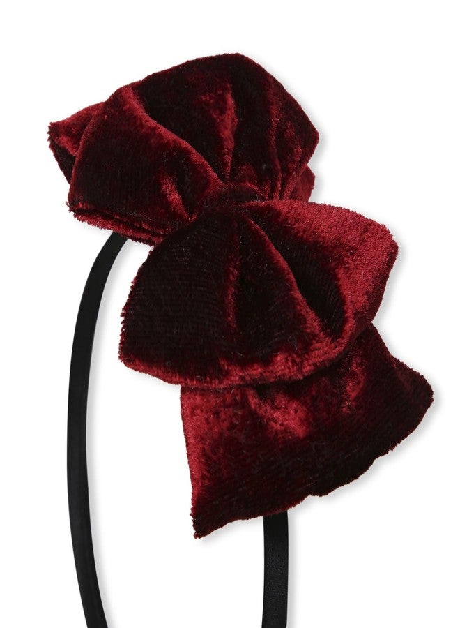 Arendelle Maroon Velvet Double Layered Big Bow Hairband for Girls – Rich & Stylish [AHA410] - Image 4