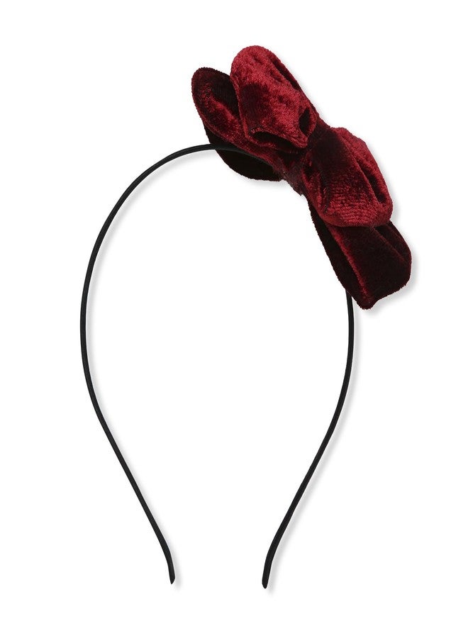 Arendelle Maroon Velvet Double Layered Big Bow Hairband for Girls – Rich & Stylish [AHA410] - Image 3