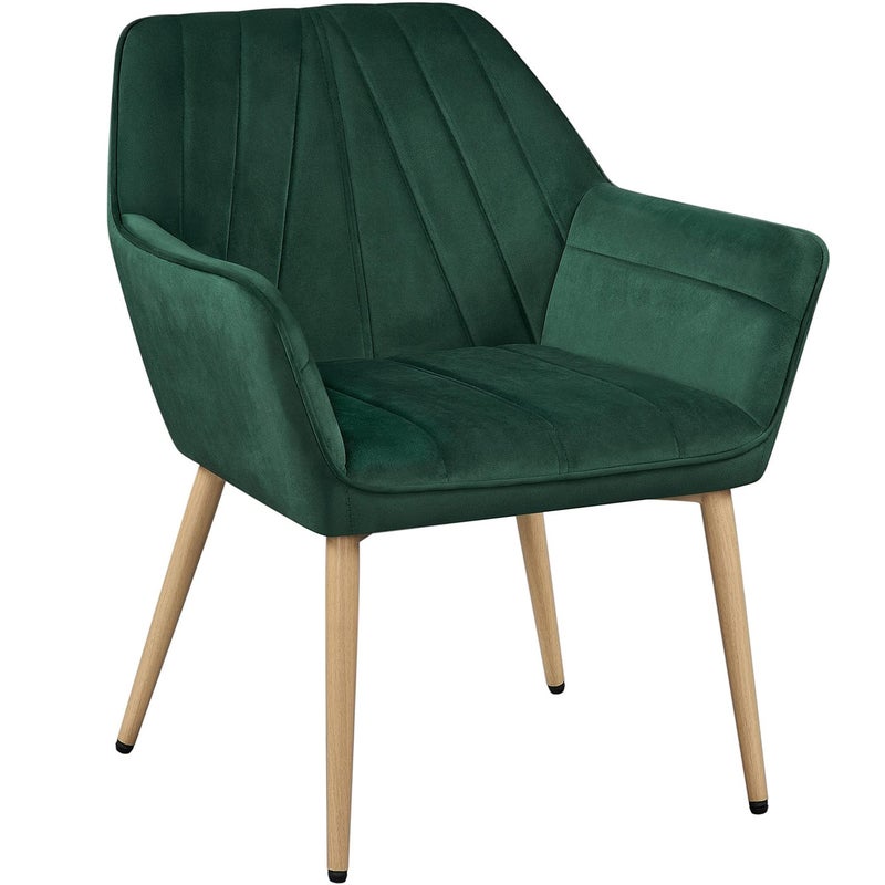 Yaheetech Velvet Tufted Vanity Chair Modern Armchair with Flared Wide Arms and Mental Legs Angled Back for Make up RoomLiving RoomBedroom Green