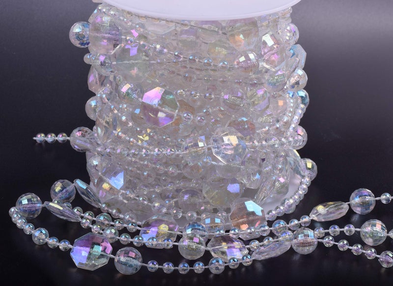 KAOYOO 33 Feet Clear AB Beads Chain Trim for DIYWeddingParty DecorationColorful14MM