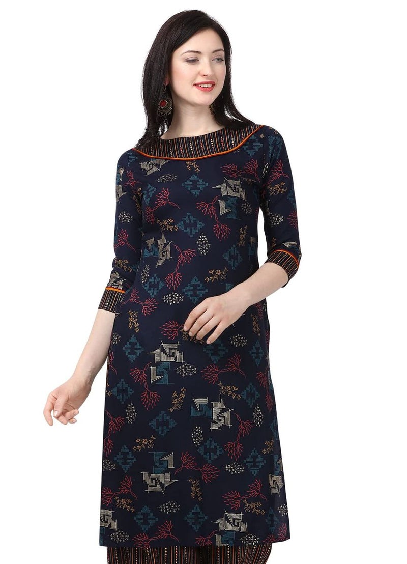SHOPPING QUEEN Women Rayon Straight Kurta (A192_Blue_X-Large) - Image 3