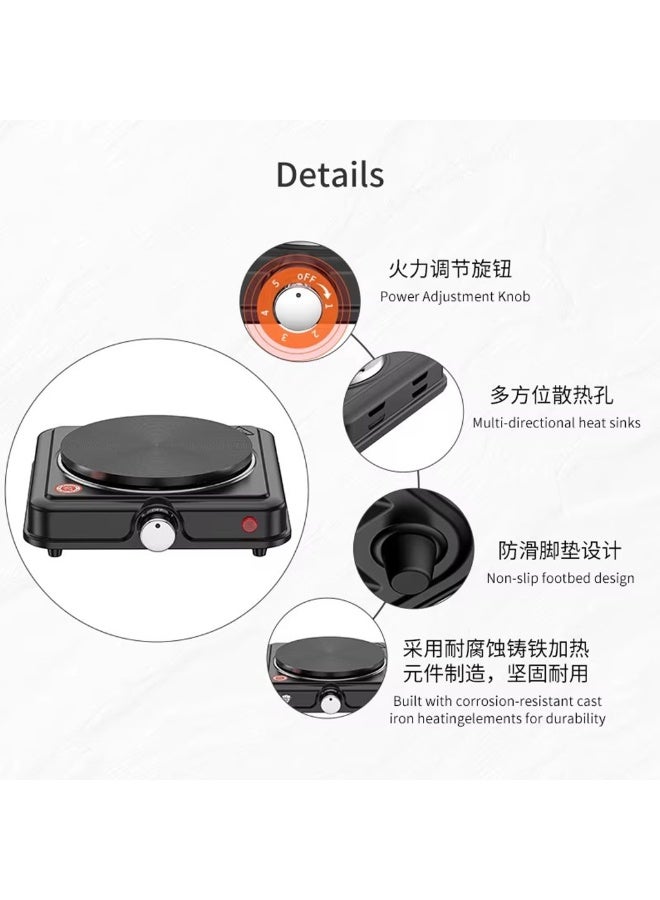 STARLUX Powerful 1000W hot plate designed for everyday cooking. Its adjustable temperature control, compact design, and easy-to-clean surface make it the perfect choice for homes, offices, hostels, camping, and small kitchens. Enjoy reliable performance with overheat protection for safe and convenient cooking. - Image 3